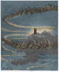 Paradiso, Canto 18: Nella sfera di Giove, le anime beate formano lettere (illustrazione dalla Divina Commedia di Dante Alighieri, 1885)